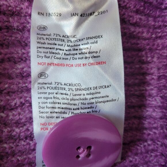 Esmara NWT Purple V-Neck Button-up Oversized Knit Ribbed Carigan Plus 1X 16/18 - Picture 6 of 6